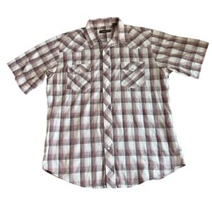 Roper TX Men's Plaid Western Shirt Short‎ Sleeve Snap Button Down Cowboy Style